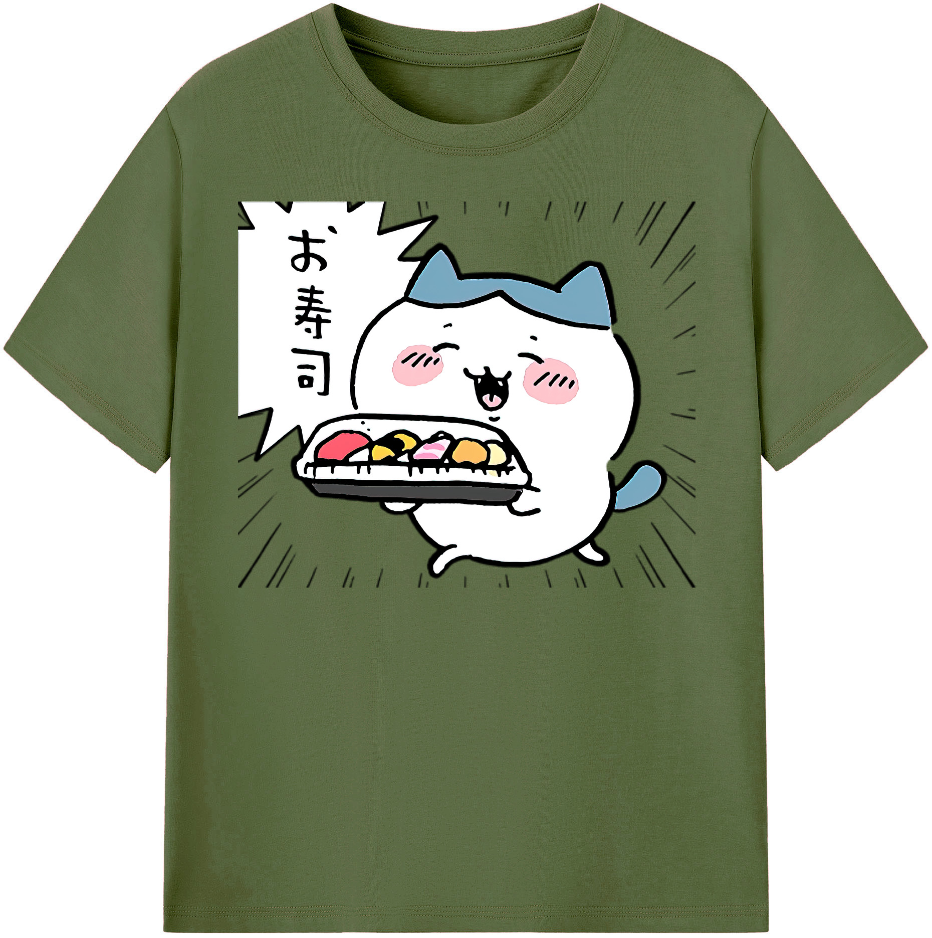 （画像用） ちいかわ ハチワレ Chii-kawa hachiware 綿100％半袖Tシャツ（フロントプリント）